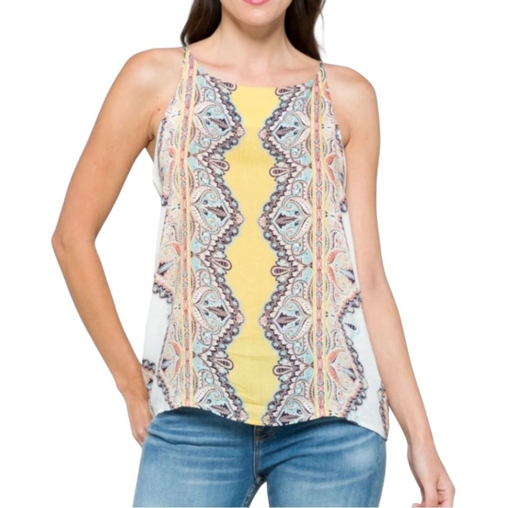 Renee C. Verse Women’s Printed High Neck Sleeveless Top | Size XL